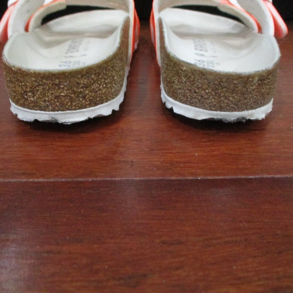 Birkenstock Orange Patent White Buckle Sandals - Picture 11 of 11